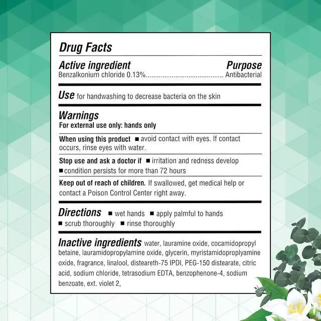 Alt view image 5 of 6 - Antibacterial Hand Soap, 12 Oz (Pack 4), Moisturizing Liquid Hand Wash for Kitchen or Bathroom, pH Balanced & Dermatologist Tested, White Tea & Eucalyptus Scent, Pump Bottle