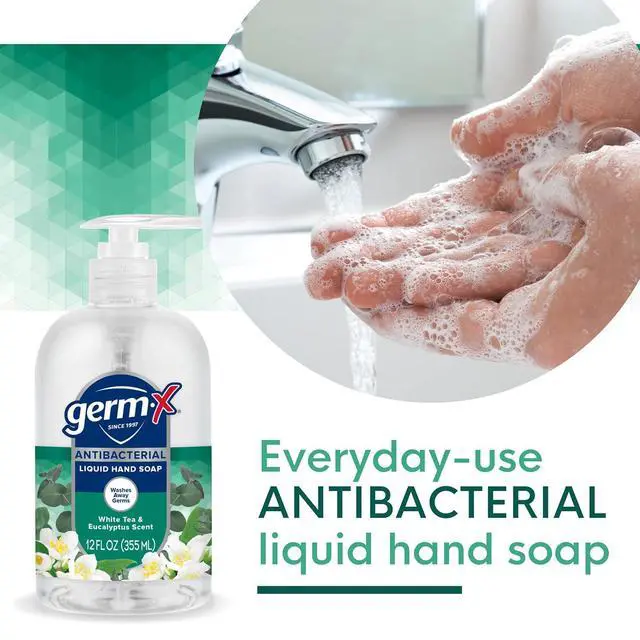Alt view image 3 of 6 - Antibacterial Hand Soap, 12 Oz (Pack 4), Moisturizing Liquid Hand Wash for Kitchen or Bathroom, pH Balanced & Dermatologist Tested, White Tea & Eucalyptus Scent, Pump Bottle