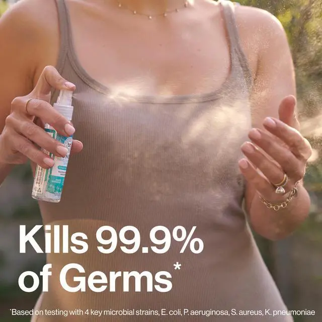 Alt view image 3 of 7 - Plant-Based Hand Sanitizer Spray | Kills 99.9% of Germs | Hypoallergenic, Quick-drying + Moisturizing | Coastal Surf, 2 fl oz each (pack of 3)