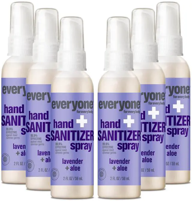 Main image of Hand Sanitizer Spray, 2 Fl Oz (Pack of 6), Lavender and Aloe, Made with Sugarcane Derived Alcohol with Essential Oils, 99% Effective Against Germs TSA friendly