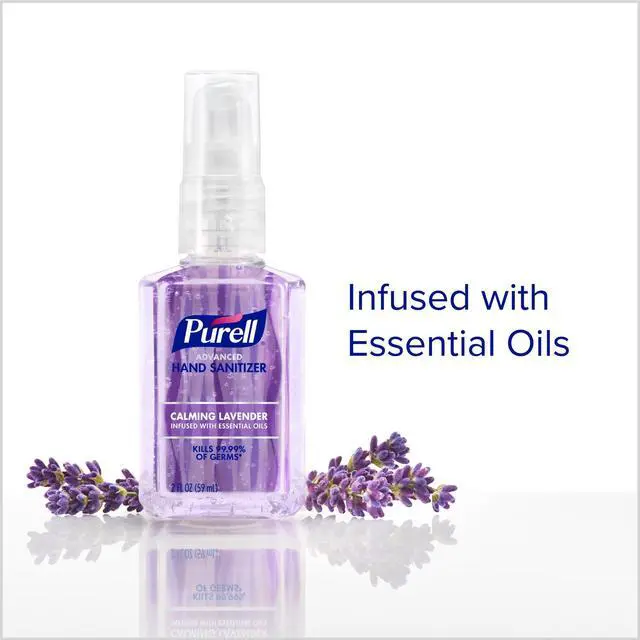 Alt view image 3 of 7 - Advanced Hand Sanitizer Gel Infused with Essential Oils, Calming Lavender, 2 fl oz Travel-Size Pump Bottle (Pack of 6), 3905-04-EC