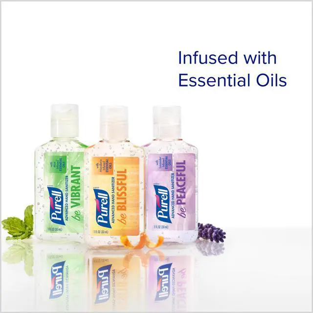 Alt view image 3 of 7 - Advanced Hand Sanitizer Gel Infused with Essential Oils, Scented Variety Pack, 1 fl oz Travel Size Flip Cap Bottles (Box of 12 Bottles)- 3901-24-CMRMETRY
