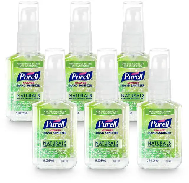 Main image of Advanced Hand Sanitizer Naturals with Plant Based Alcohol, Citrus Scent, 2 Fl Oz Travel Size Pump Bottle (Pack of 6)- 9623-04-EC