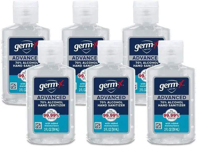 Main image of Advanced Hand Sanitizer, 2 Fl Oz (Pack of 6), Less Drying Moisturizing Clear Gel, No Rinse Formula, Mini Travel Size for On-The-Go