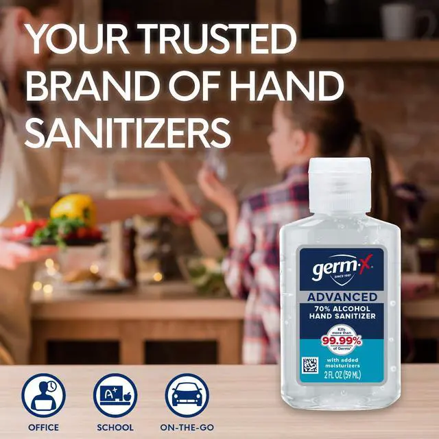 Alt view image 5 of 7 - Advanced Hand Sanitizer, 2 Fl Oz (Pack of 6), Less Drying Moisturizing Clear Gel, No Rinse Formula, Mini Travel Size for On-The-Go