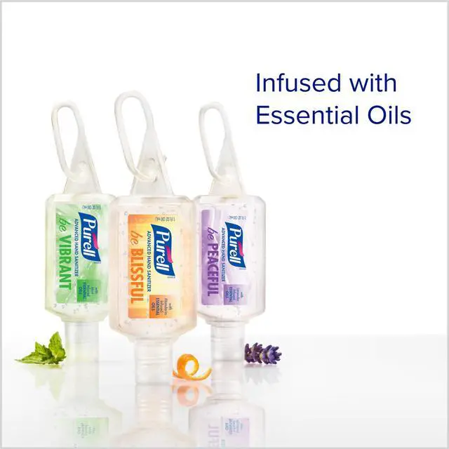 Alt view image 3 of 7 - Advanced Hand Sanitizer Gel Infused with Essential Oils, Scented Variety Pack, 1 fl oz Travel Size Flip Cap Bottles with JELLY WRAP Carrier (Pack of 8), 3900-09-ECME17