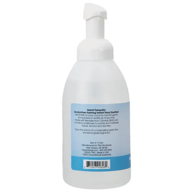 Alt view image 3 of 7 - Alcohol-Free Foaming Instant Hand Sanitizer, 20 Fl Oz Moisturizing, Dye-Free Formula, Island Tranquility Scent