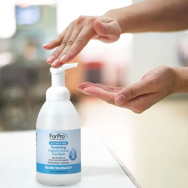 Alt view image 6 of 7 - Alcohol-Free Foaming Instant Hand Sanitizer, 20 Fl Oz Moisturizing, Dye-Free Formula, Island Tranquility Scent