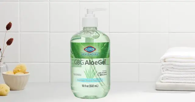 Alt view image 6 of 7 - Healthcare GBG AloeGel Hand Sanitizer Gel with Pump, Bleach-Free Moisturizing Sanitizer with 64% Ethyl Alcohol, Aloe Vera and Vitamin E - FDA Registered, 18 Fl Oz