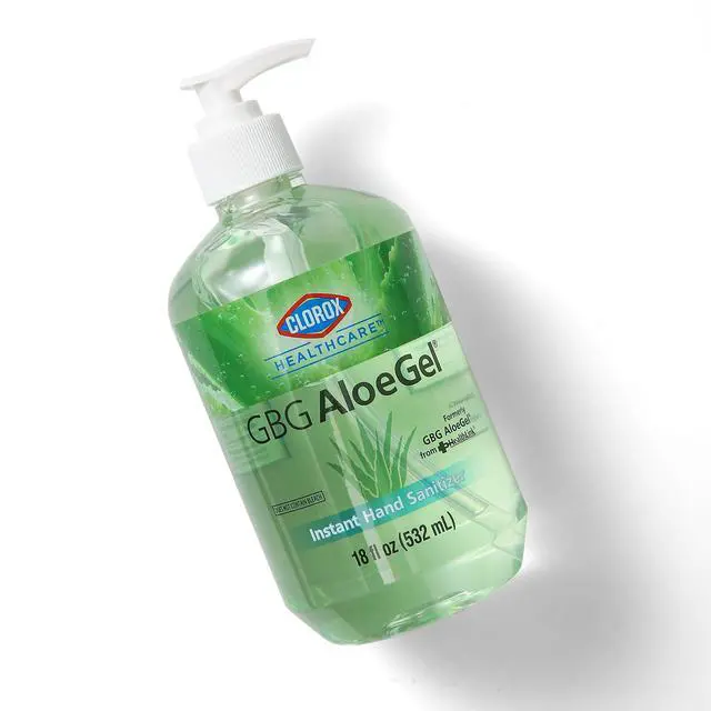 Alt view image 7 of 7 - Healthcare GBG AloeGel Hand Sanitizer Gel with Pump, Bleach-Free Moisturizing Sanitizer with 64% Ethyl Alcohol, Aloe Vera and Vitamin E - FDA Registered, 18 Fl Oz