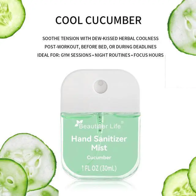 Alt view image 6 of 7 - Mini Portable Hand Sanitizer Spray (3-Pack) - Pocket-Sized 1 Fl Oz Travel, Ultra-Soothing 70% Alcohol Formula, Power Mist, No-Rinse Fast-Dry - Ocean Watermelon Cucumber