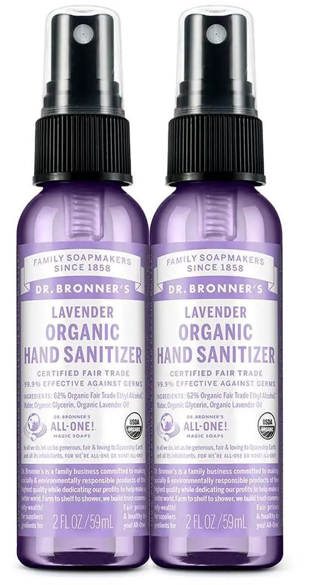 Main image of Organic Hand Sanitizer Spray (Lavender, 2 Ounce, 2-Pack) - Simple and Effective Formula, Cleanses & Sanitizes, No Harsh Chemicals, Moisturizes and Cleans Hands