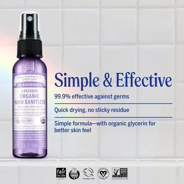 Alt view image 2 of 7 - Organic Hand Sanitizer Spray (Lavender, 2 Ounce, 2-Pack) - Simple and Effective Formula, Cleanses & Sanitizes, No Harsh Chemicals, Moisturizes and Cleans Hands