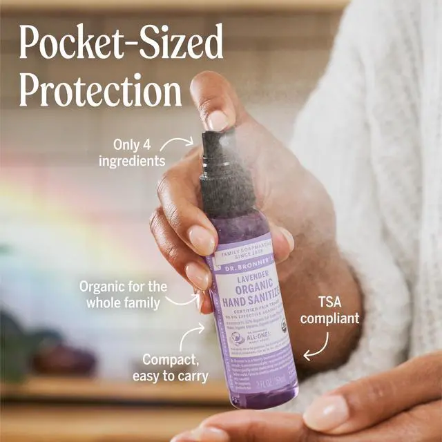 Alt view image 5 of 7 - Organic Hand Sanitizer Spray (Lavender, 2 Ounce, 2-Pack) - Simple and Effective Formula, Cleanses & Sanitizes, No Harsh Chemicals, Moisturizes and Cleans Hands
