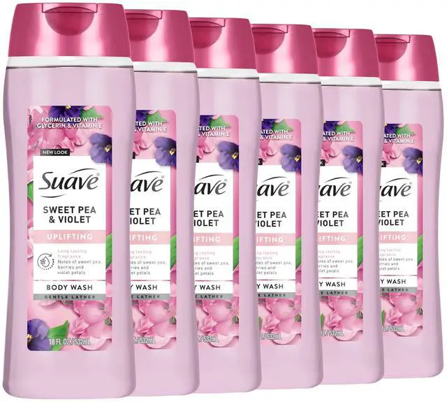 Main image of Moisturizing Body Wash, with Sweet Pea Violet and Vitamin E Extract, No Parabens, No Phtahaltes, 18 Fl Oz (Pack of 6)