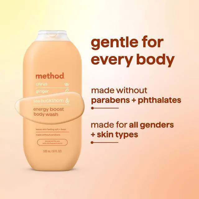 Alt view image 6 of 7 - Body Wash, Energy Boost - Leaves Skin Feeling Soft & Moisturized, Made Without Parabens, Notes of Citrus, Ginger & Sea Buckthorn, 18 fl oz