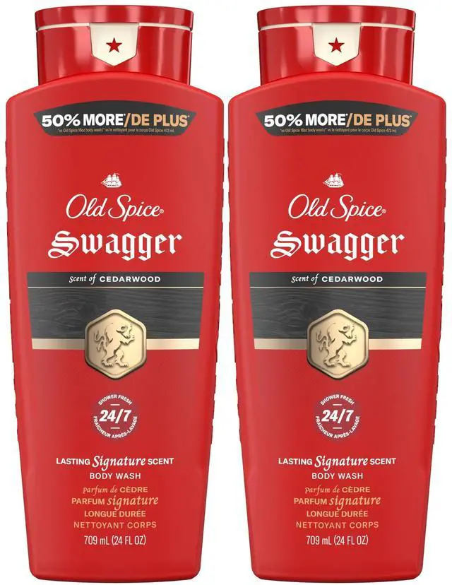 Main image of Refreshing Body Wash for Men, 3X Defense, 24/7 Shower Fresh with Long Lasting Scent, Red Collection, Swagger with Cedarwood Scent, 24 oz (Pack of 2)