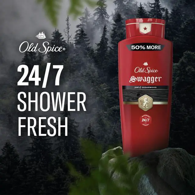 Alt view image 3 of 7 - Refreshing Body Wash for Men, 3X Defense, 24/7 Shower Fresh with Long Lasting Scent, Red Collection, Swagger with Cedarwood Scent, 24 oz (Pack of 2)