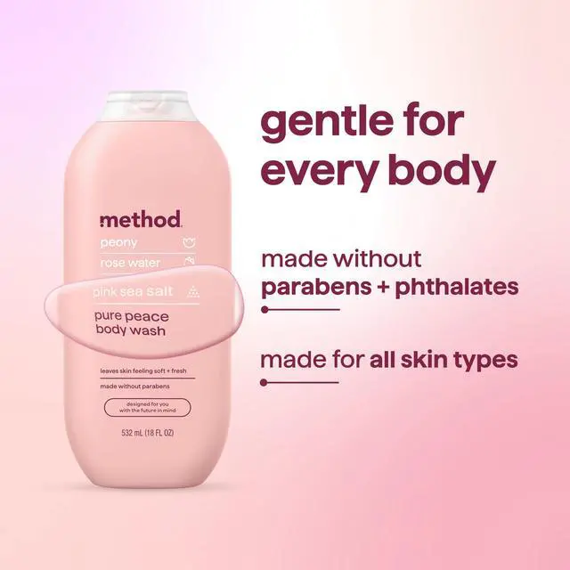Alt view image 6 of 7 - Body Wash, Pure Peace - Leaves Skin Feeling Soft & Moisturized, Made Without Parabens, Notes of Peony, Rose Water & Pink Sea Salt, 18 fl oz