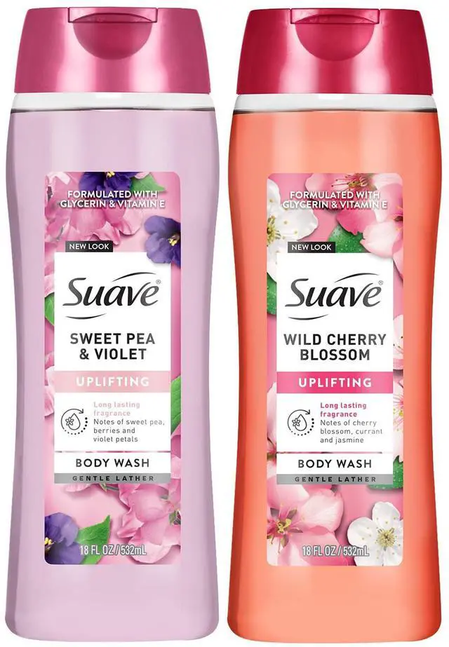 Main image of Body Wash Variety 2-Pack, Sweet Pea & Violet + Wild Cherry Blossom Gentle Body Washes with Floral Blend Oil Essence, 18 Oz Ea