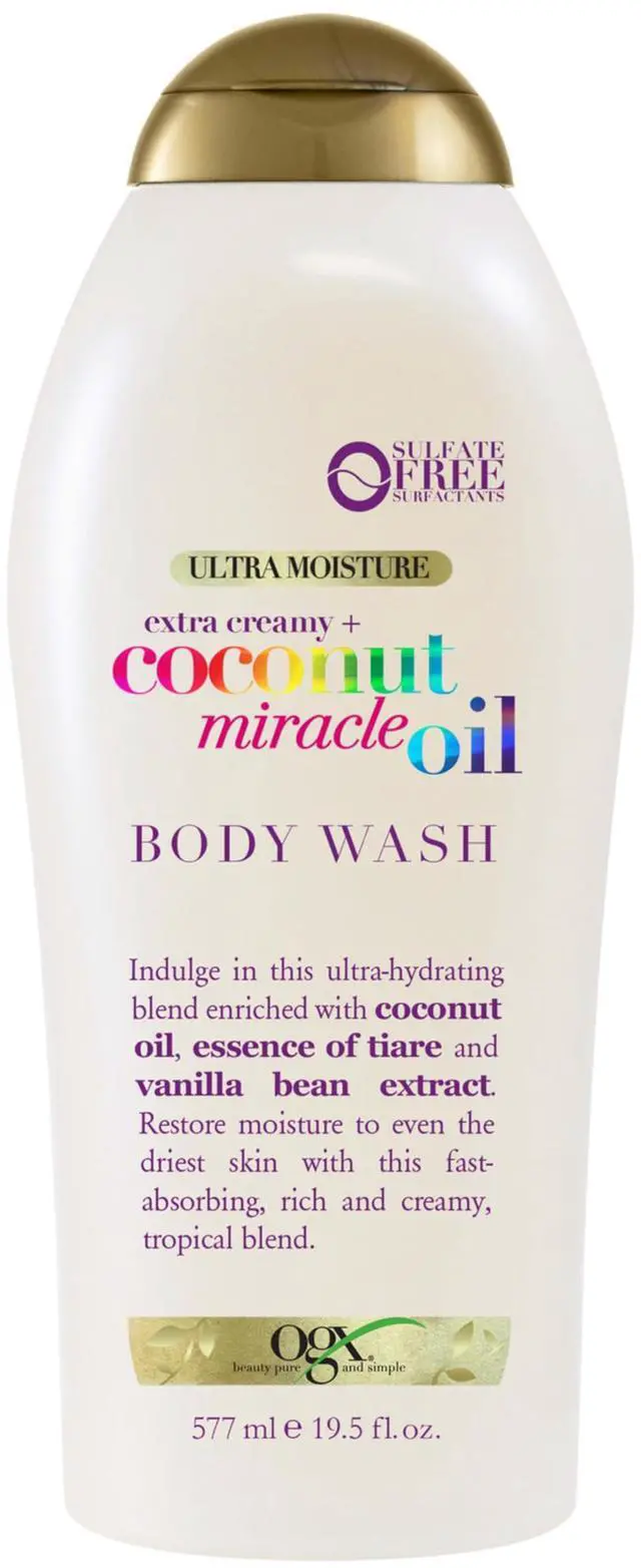 Main image of Extra Creamy + Coconut Miracle Oil Ultra Moisture Body Wash, Rich Shower Gel for Dry Skin Infused with Coconut Oil, Body Wash for Women, Sulfate-Free Surfactants, 19.5 fl. oz