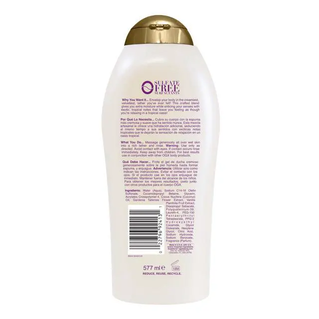 Alt view image 7 of 7 - Extra Creamy + Coconut Miracle Oil Ultra Moisture Body Wash, Rich Shower Gel for Dry Skin Infused with Coconut Oil, Body Wash for Women, Sulfate-Free Surfactants, 19.5 fl. oz