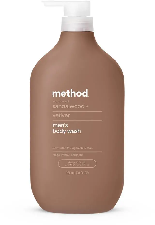 Main image of Men Body Wash, Sandalwood and Vetiver, Paraben and Phthalate Free, Quick-Lathering Cleansers, Cruelty Free, 28 oz
