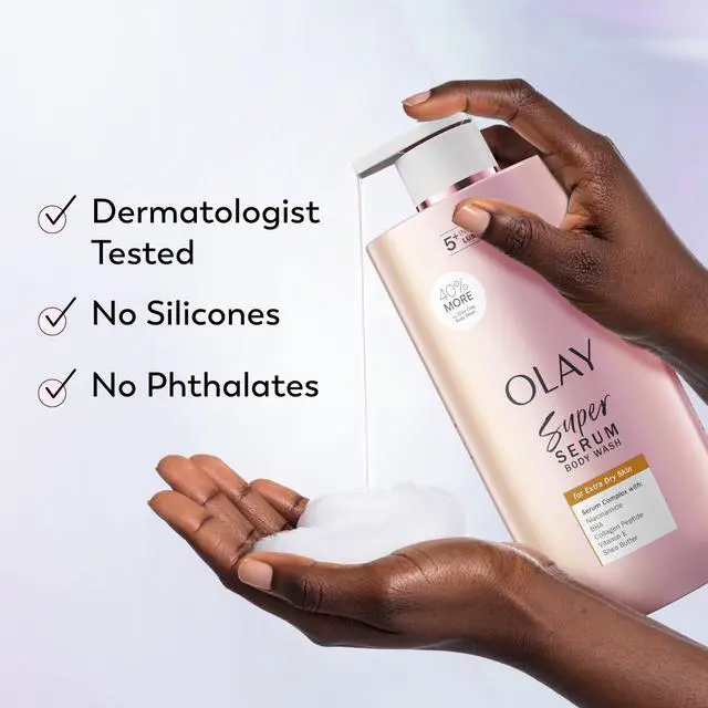 Alt view image 7 of 7 - Super Serum Body Wash for Extra Dry Skin, 24hr Long Lasting Rich Hydration, 5+ Ingredient Complex for Bright, Even, Firm, & Luminous Skin, with Collagen Peptide, Vitamin C & Shea Butter, 28 fl oz