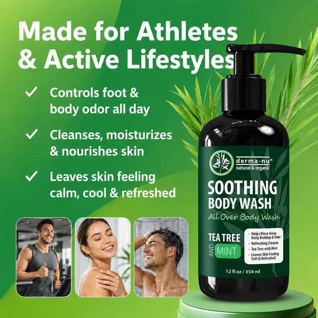 Alt view image 3 of 6 - Tea Tree Oil Body Wash with Eucalyptus & Mint - Purifying Deep Cleansing Shower Gel | Odor Control Body & Foot Wash | Active Men & Women | All Skin Types | Sulfate & Paraben Free - 8oz