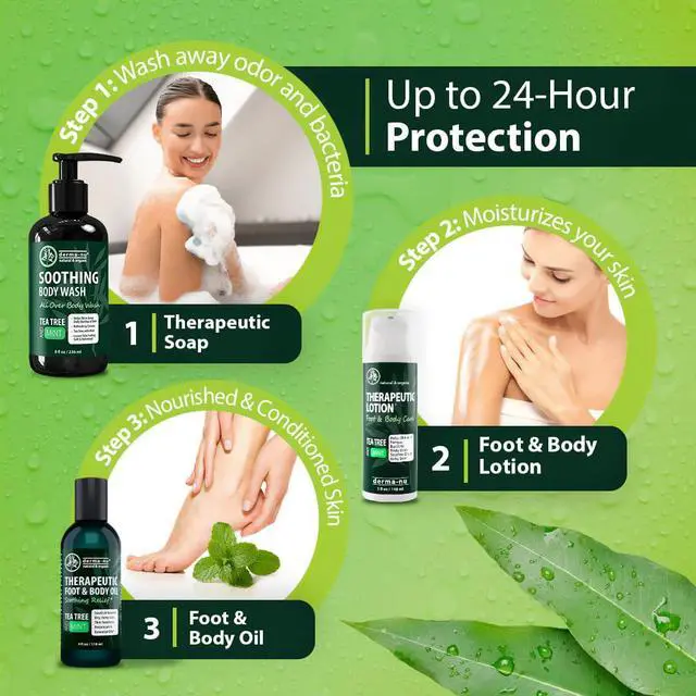 Alt view image 6 of 6 - Tea Tree Oil Body Wash with Eucalyptus & Mint - Purifying Deep Cleansing Shower Gel | Odor Control Body & Foot Wash | Active Men & Women | All Skin Types | Sulfate & Paraben Free - 8oz