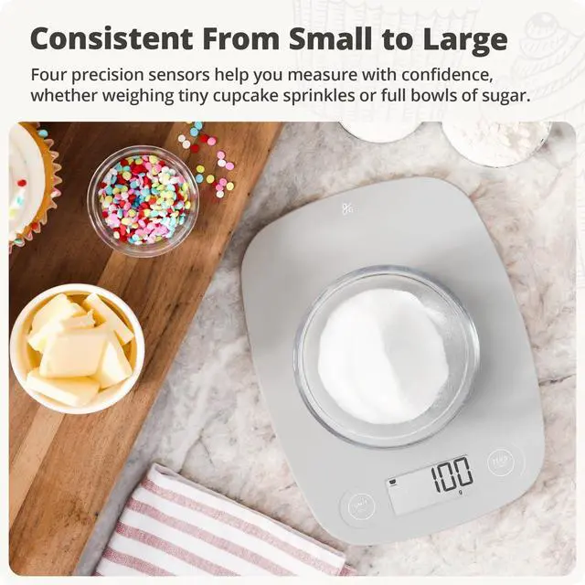 Alt view image 3 of 7 - Food Scale Digital Kitchen Scale, 1g Precision, Easy-Tare & Quick Conversion, Slim Compact Design, Durable & Portable | Ideal for Cooking, Baking & Meal Prep (Ash Gray)