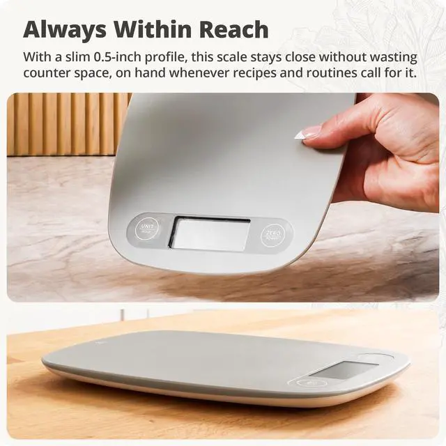 Alt view image 2 of 7 - Food Scale Digital Kitchen Scale, 1g Precision, Easy-Tare & Quick Conversion, Slim Compact Design, Durable & Portable | Ideal for Cooking, Baking & Meal Prep (Ash Gray)
