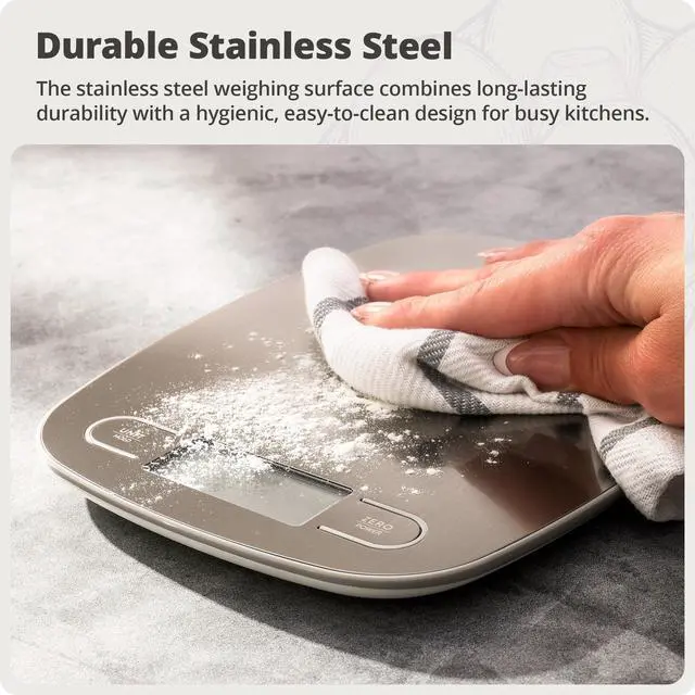 Alt view image 6 of 7 - Food Scale Digital Kitchen Scale, 1g Precision, Easy-Tare & Quick Conversion, Slim Compact Design, Durable & Portable | Ideal for Cooking, Baking & Meal Prep (Stainless Steel)
