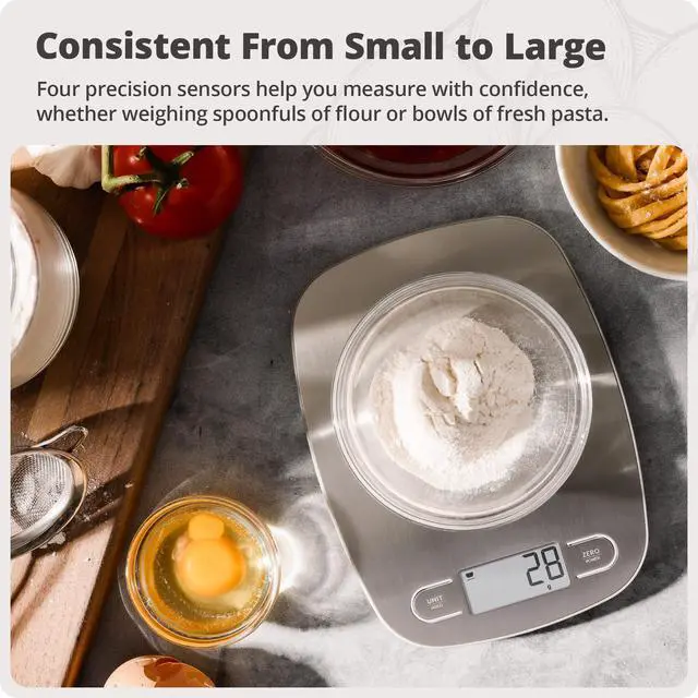 Alt view image 3 of 7 - Food Scale Digital Kitchen Scale, 1g Precision, Easy-Tare & Quick Conversion, Slim Compact Design, Durable & Portable | Ideal for Cooking, Baking & Meal Prep (Stainless Steel)