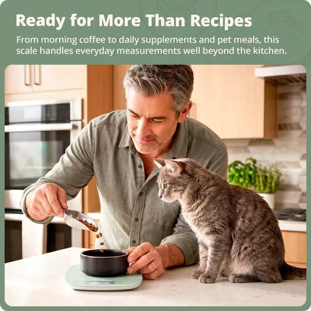 Alt view image 5 of 7 - Food Scale Digital Kitchen Scale, 1g Precision, Easy-Tare & Quick Conversion, Slim Compact Design, Durable & Portable | Ideal for Cooking, Baking & Meal Prep (Sage Green)
