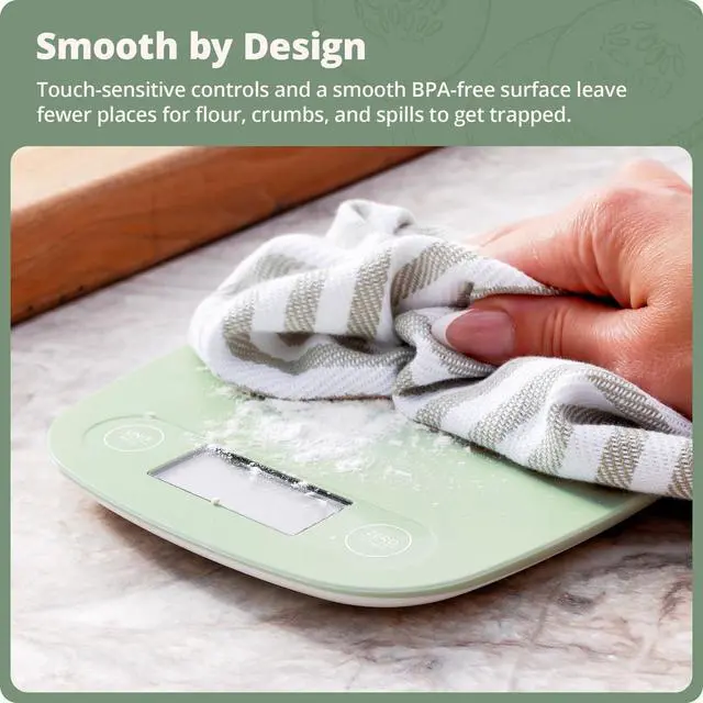 Alt view image 6 of 7 - Food Scale Digital Kitchen Scale, 1g Precision, Easy-Tare & Quick Conversion, Slim Compact Design, Durable & Portable | Ideal for Cooking, Baking & Meal Prep (Sage Green)