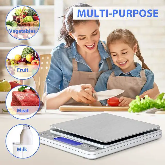Alt view image 2 of 3 - Food Scale, Rechargeable Kitchen Scale with Trays 3000g/0.1g, Mini Scale with Tare Function Digital Scale Grams and Ounces for Weight Loss, Dieting, Cooking, Meal Prep, Coffee, Jewelry
