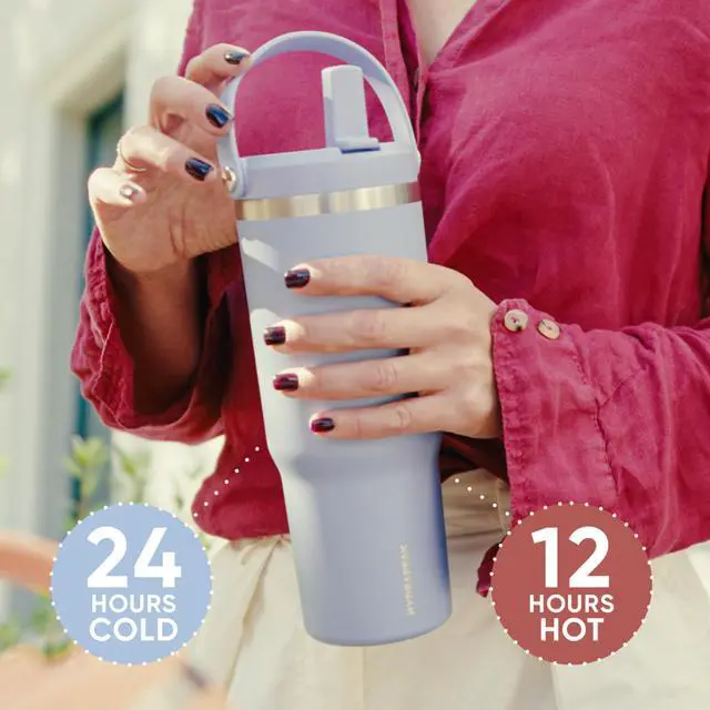 Alt view image 4 of 5 - Nomad 32oz Insulated Stainless Steel Travel Tumbler with Handle & Straw Lid, Leakproof, Cupholder Friendly, Keeps Drinks Cold 24 Hours, Reusable Bottle for Daily Hydration (ST-Latte)