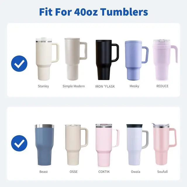 Alt view image 3 of 7 - Metal Straws Reusable for 40 oz Tumbler, 5 Pcs Extra Long Stainless Steel Straws with Silicone Tips for Stanley,Simple Modern, Meoky 40oz Cup