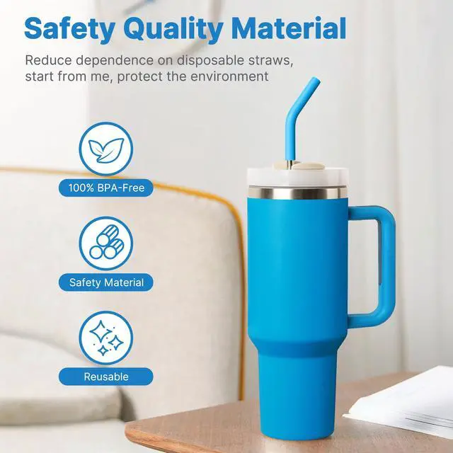 Alt view image 4 of 7 - Metal Straws Reusable for 40 oz Tumbler, 5 Pcs Extra Long Stainless Steel Straws with Silicone Tips for Stanley,Simple Modern, Meoky 40oz Cup