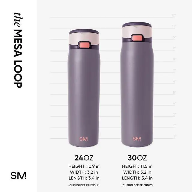Alt view image 6 of 7 - Mesa Loop Water Bottle with Covered Straw and Handle | 24oz Cup Holder Friendly Insulated Stainless Steel Bottles for Travel, Sports and School | Iris Sage