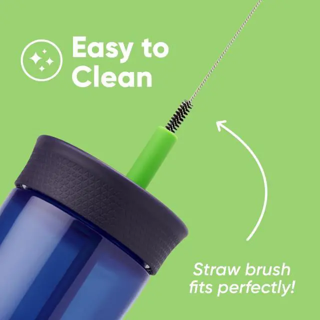 Alt view image 4 of 5 - Kids BPA-Free Plastic Tumbler with Spill Resistant Flexible Straw, Easy to Clean, Kids Water Bottle, Great for Travel, Dishwasher Safe, 15 Oz, Navy and Blue (Home Base)