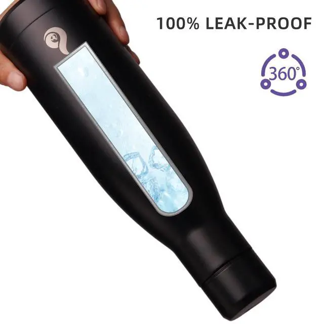 Alt view image 4 of 6 - Insulated Water Bottle 17oz Stainless Steel Water Bottles Dishwasher Safe Metal Thermal Keep Cold and Hot,Midnight Black