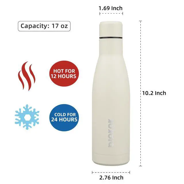 Alt view image 2 of 5 - 17oz Skinny Insulated Water Bottle, Stainless Steel Flask