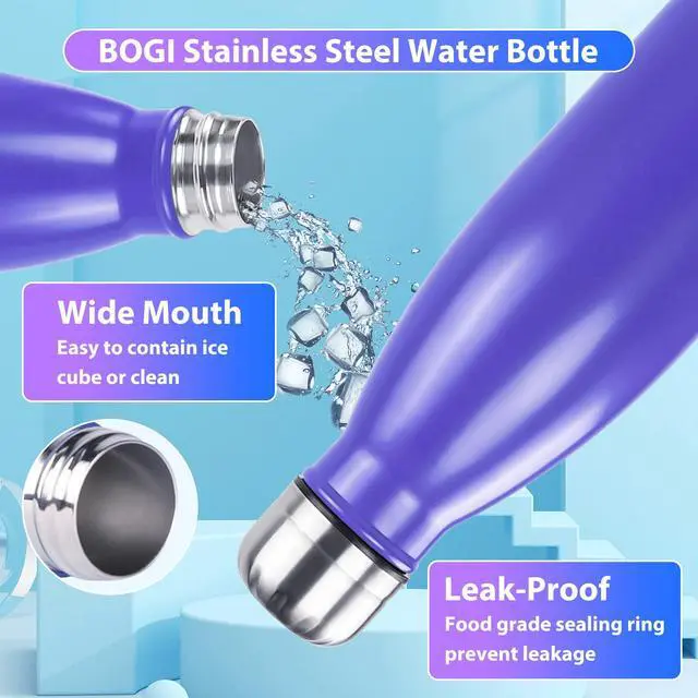 Alt view image 5 of 7 - 17oz Insulated Water Bottle Double Wall Vacuum Stainless Steel Water Bottles, Leak Proof Metal Sports Water Bottle Keeps Drink Hot and Cold - Perfect for Outdoor Sports Camping Biking (Purple)