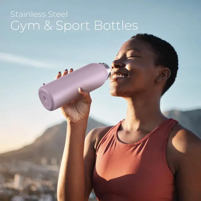 Alt view image 2 of 7 - 20 oz Stainless Steel Insulated Water Bottle with Leakproof Lid & Carry Hook Triple Insulated Cold 24 Hours/Hot 12 Hours Perfect for Gym, Work, Sports, Travel Purple