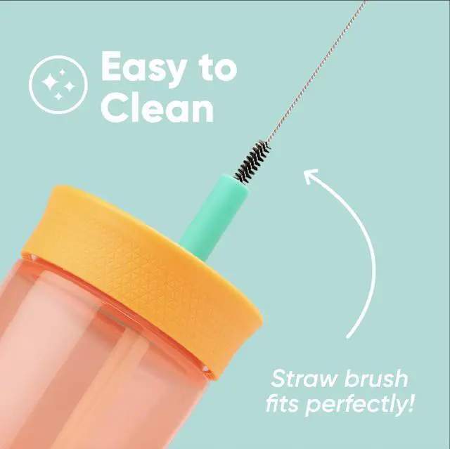 Alt view image 4 of 5 - Kids Insulation BPA-Free Plastic Tumbler with Spill Resistant Flexible Straw, Easy to Clean, Kids Water Bottle, Great for Travel, Dishwasher Safe, 15 Oz, Orange and Peach (Watermelon)