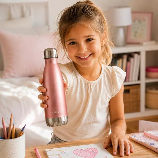 Alt view image 3 of 7 - Stainless Steel Water Bottle for Kids School: 12 oz Double Wall Insulated Cola Bottle Shape for Cold and Warm Drinks, BPA Free Metal Sports Bottle for Boys, Girls & Women