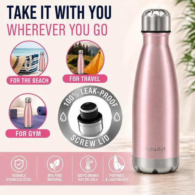 Alt view image 4 of 7 - Stainless Steel Water Bottle for Kids School: 12 oz Double Wall Insulated Cola Bottle Shape for Cold and Warm Drinks, BPA Free Metal Sports Bottle for Boys, Girls & Women