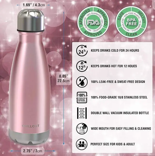 Alt view image 5 of 7 - Stainless Steel Water Bottle for Kids School: 12 oz Double Wall Insulated Cola Bottle Shape for Cold and Warm Drinks, BPA Free Metal Sports Bottle for Boys, Girls & Women